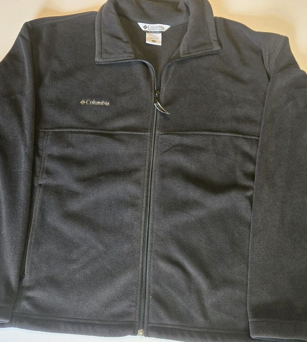 Columbia Fleece Jacket Mens XL Black Full Zip Steens Mountain Outdoor